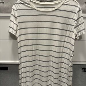 Grace & Lace Striped Gray and White Top